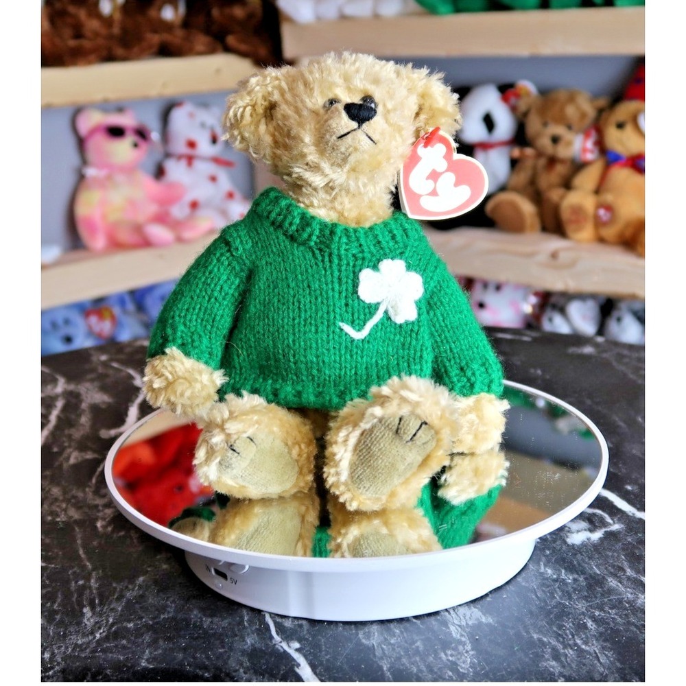 Ty Attic Treasures Blarney Bear Green Shamrock Sweater St Patricks Day Plush 8"